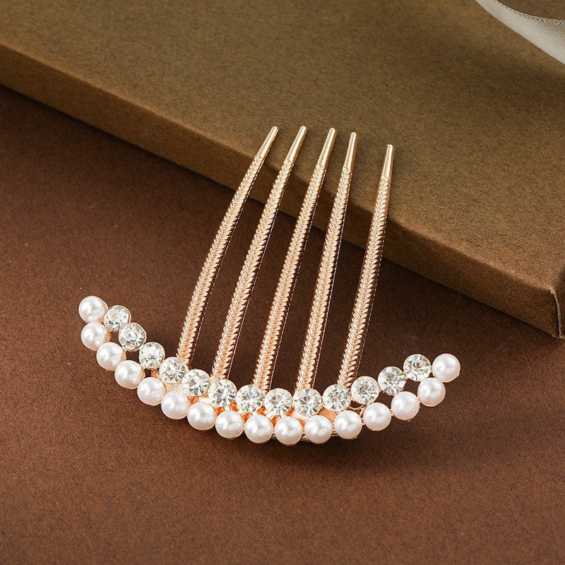 Korean Bride Handmade Pearl Crystal Hairpin Pin U-shaped Clip