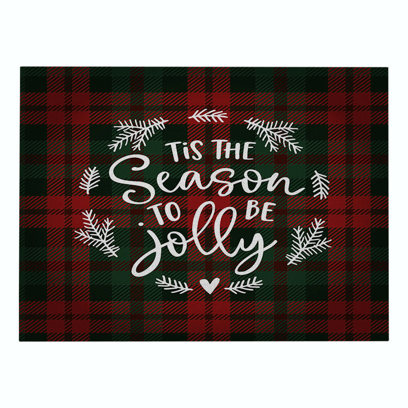 Christmas Series Cotton And Linen Placemat Dining Table Cushion Heat Proof Mat Anti-scald
