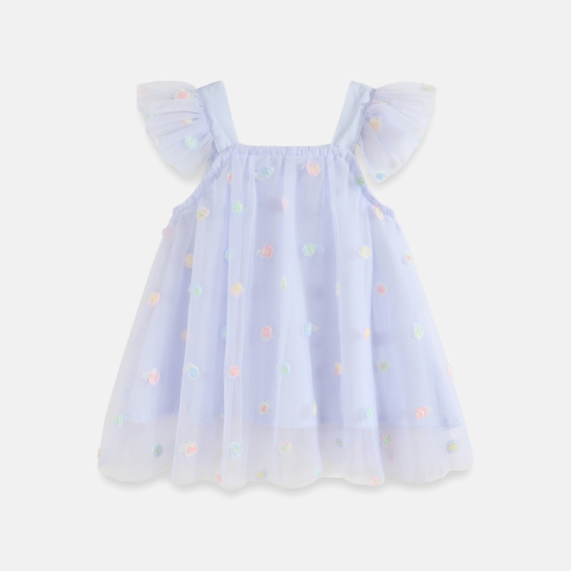 Flounced Sleeve Mesh Children Sling Dress