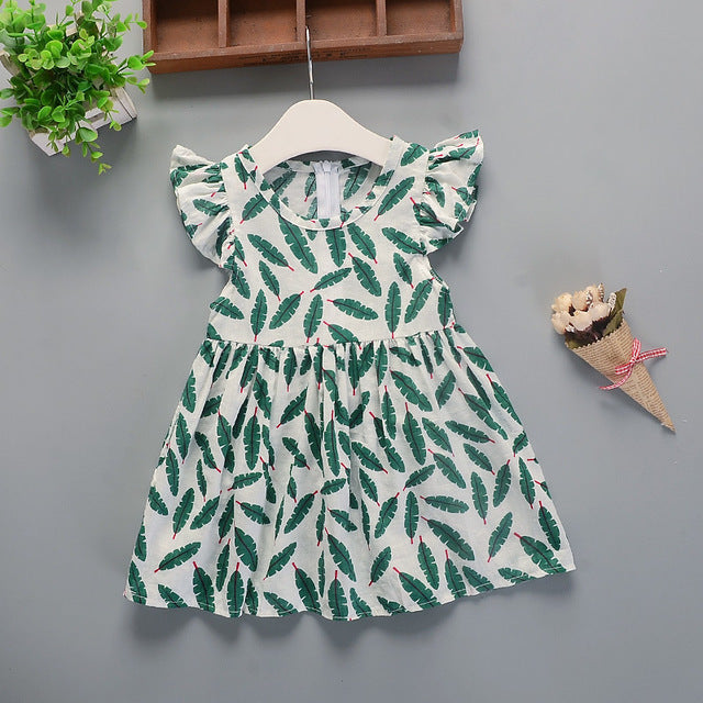 Girls Dress Cotton Summer Floral New Flower-Pattern