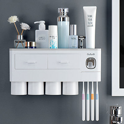 Safe PP Plastic Magnetic Toothbrush Holder With Drawer