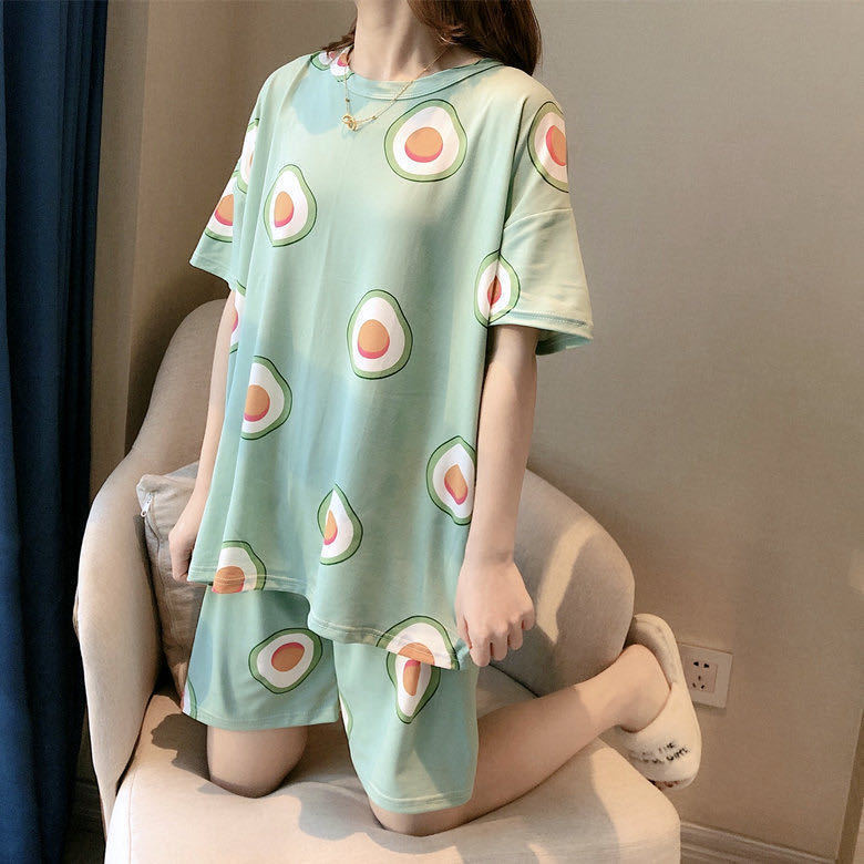 Unisex Milk Silk Summer Pajama Set Loose Relaxed Fit
