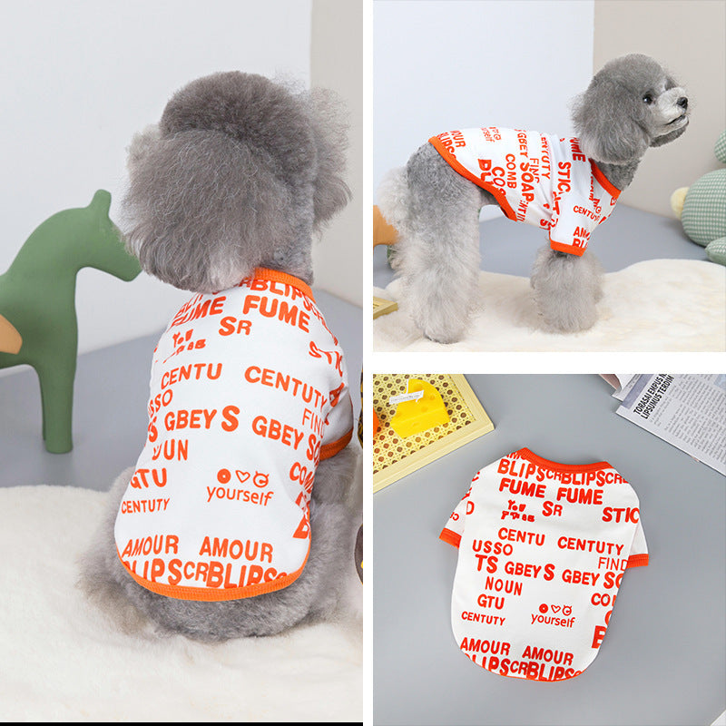 Pet Dog European And American Round Neck Letter T-shirt