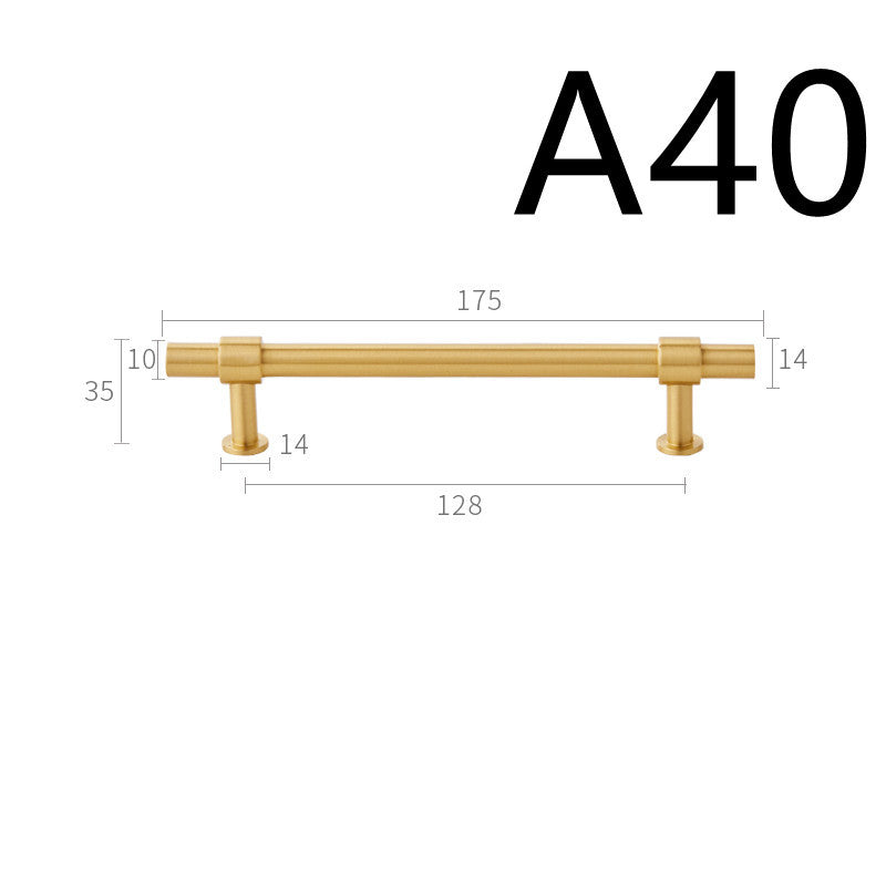 Pure Copper Cabinet Door Handle Golden Light Luxury Brass Handle
