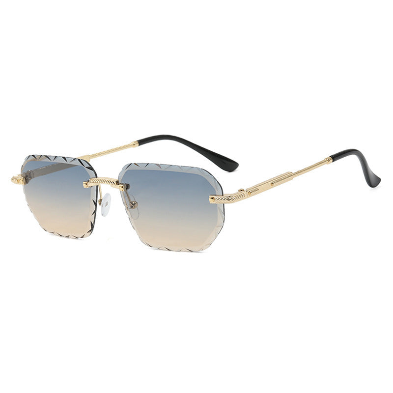 Frameless Square Metal Sunglasses for Women – Small Frame Trendy Eyewear