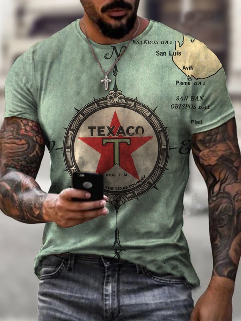 Men's Sports Round Neck Slim Youth Printed T-shirt