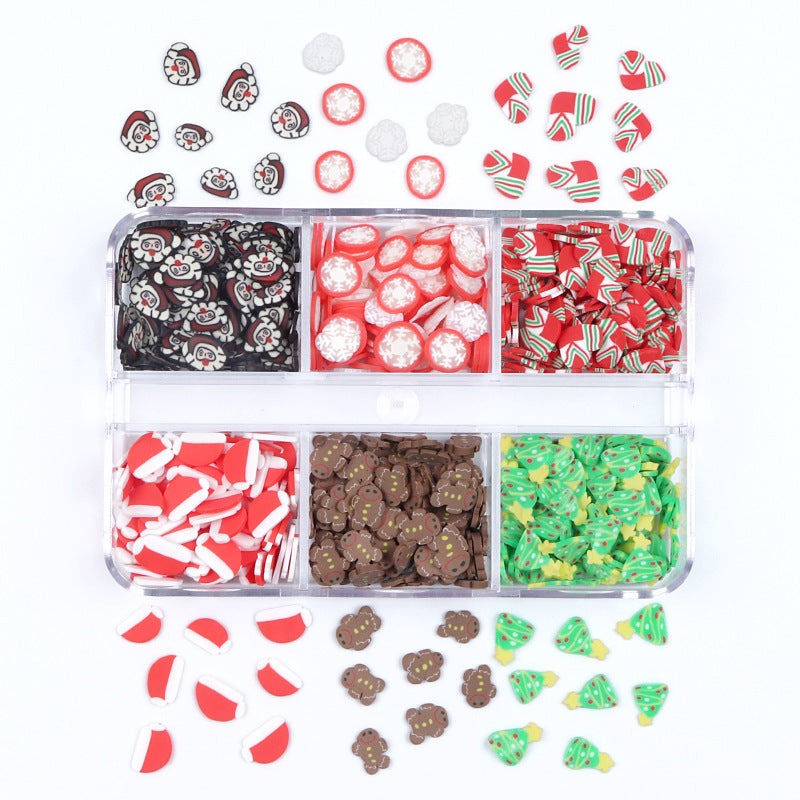 Small 6-grid Boxed Holiday Manicure Polymer Clay Ornament