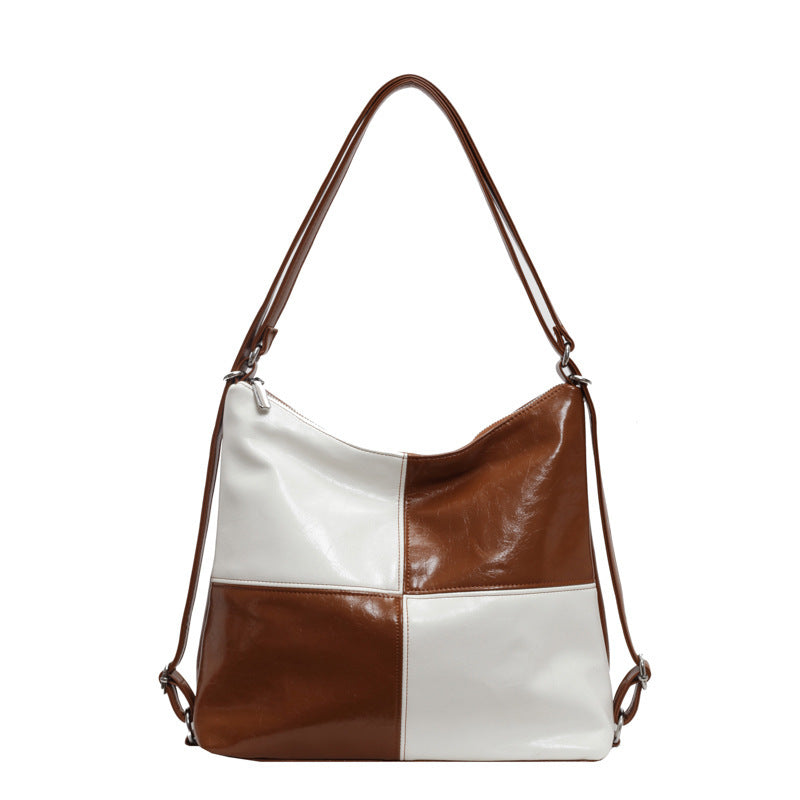 Women's Patchwork PU Tote Bag Crossbody Color Contrast