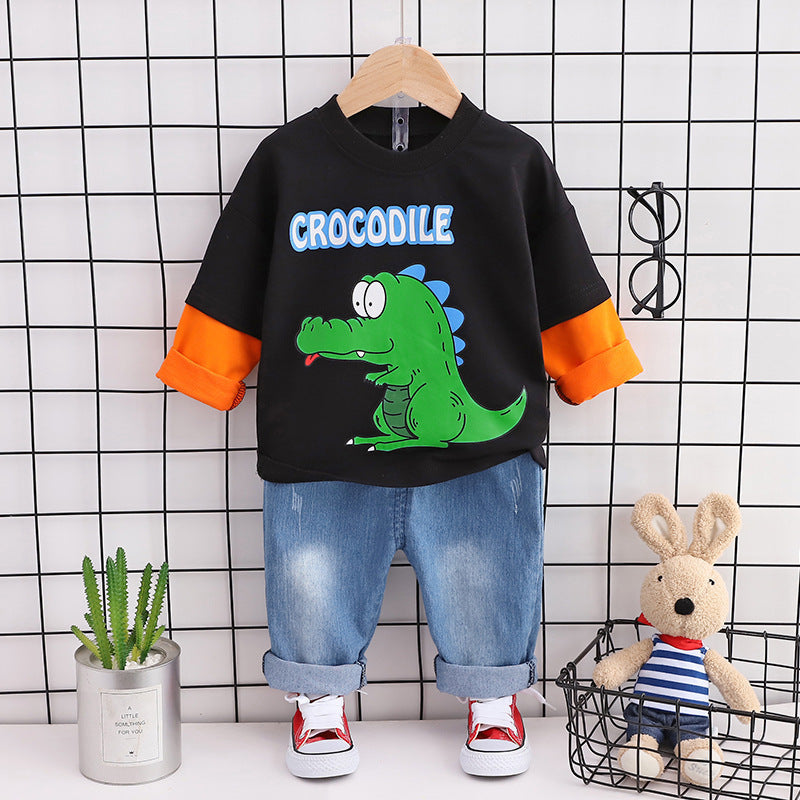 Dinosaur Long Sleeve Baby Sweatshirt – Cotton Toddler Pullover
