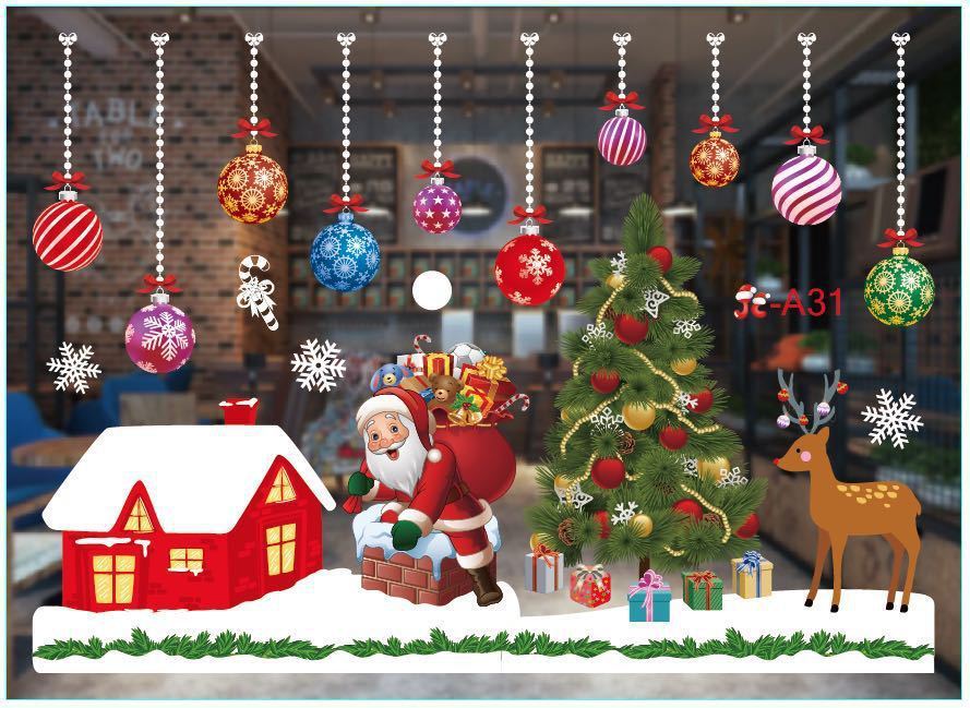 Christmas Store Window Decoration Stickers