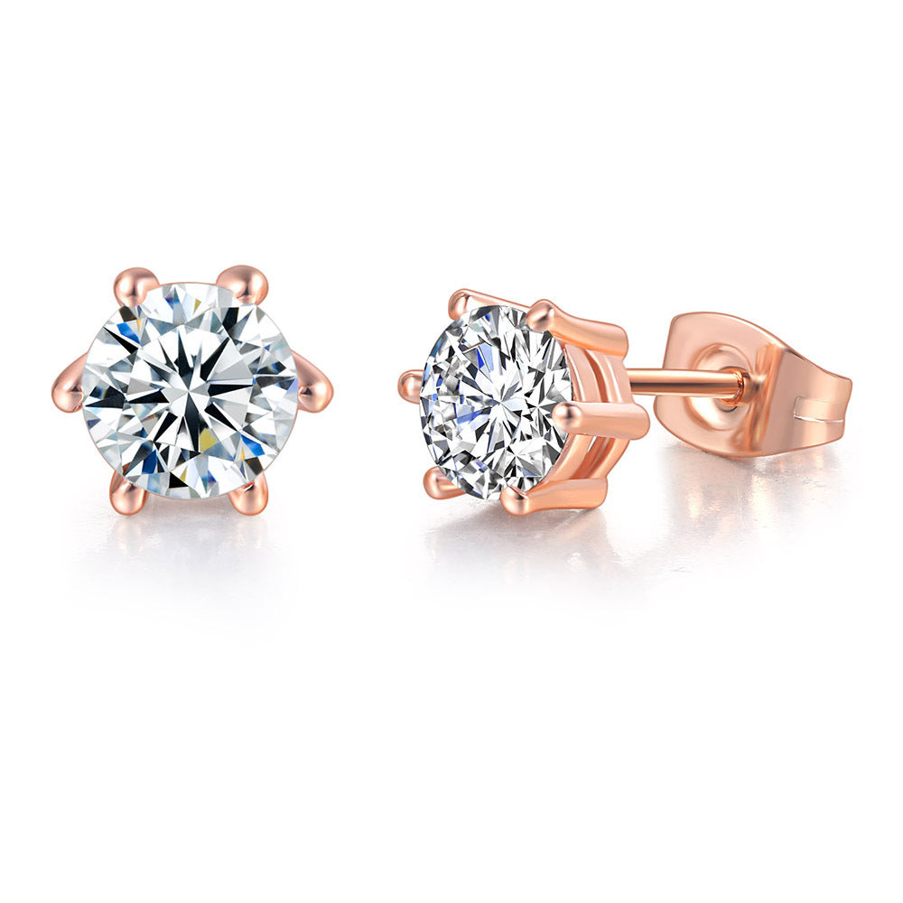 Classic Hot Selling Product Geometric Zircon Stud Earrings Fashion All-match Single Diamond