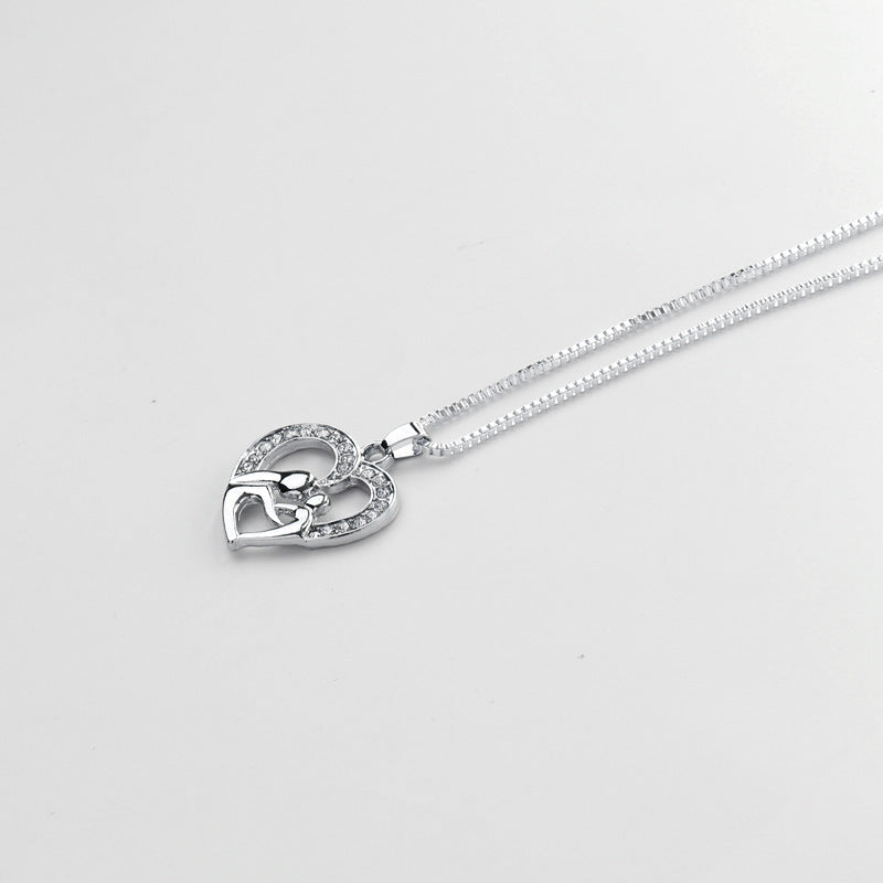 Mother Daughter Love Hollow Diamond Necklace