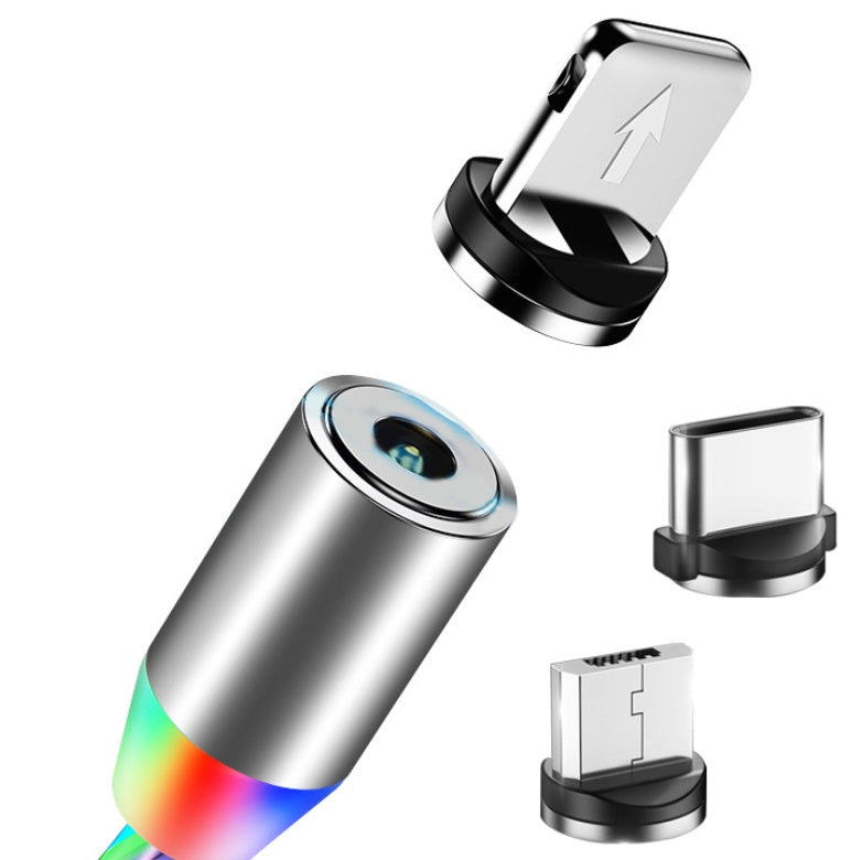 Magnetic LED Charging Cable – USB & USB-C Fast Charger