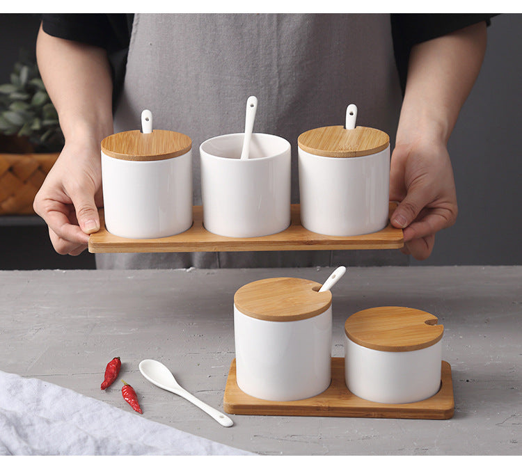 Chinese Creative Ceramic Seasoning Jar Set – Elegant Spice Storage
