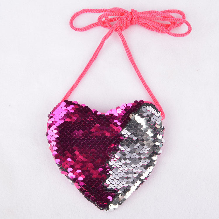 Sequined Love Lanyard Bag – Cute Children’s Coin Purse