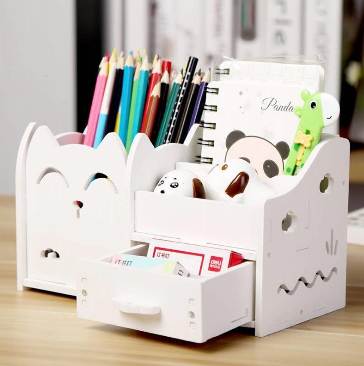 Multi-Function Cartoon Pen Holder – Creative Small Desktop Storage Box