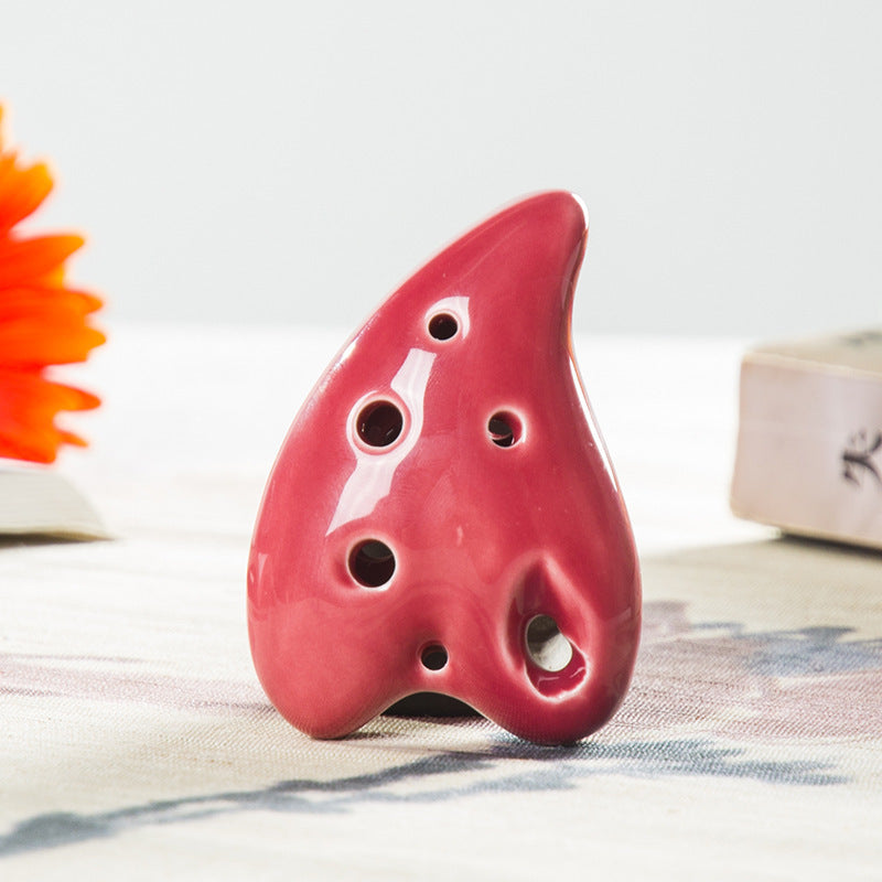 Color Glaze Heart-Shaped Porcelain Flute