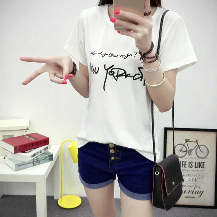 Women's Graphic Letter Print T-Shirt – Casual Short Sleeve Tee