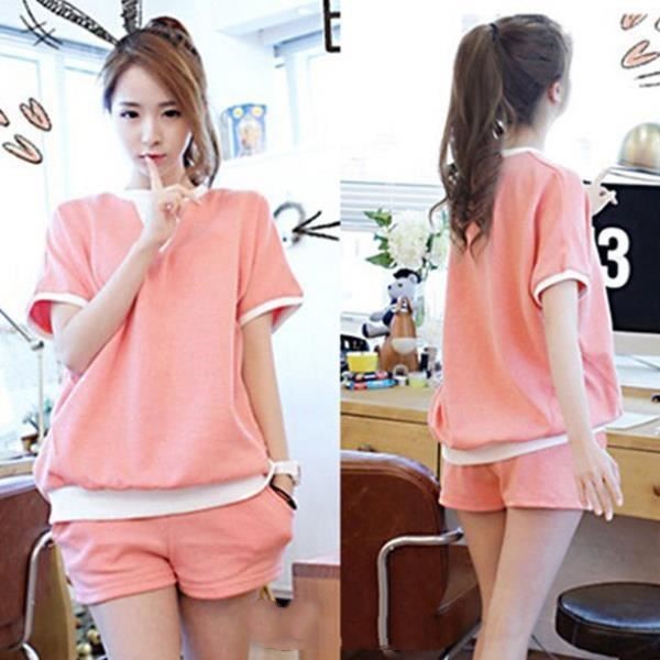 Women's Short Sleeve Cotton Sleepwear Relaxed Bear Pattern
