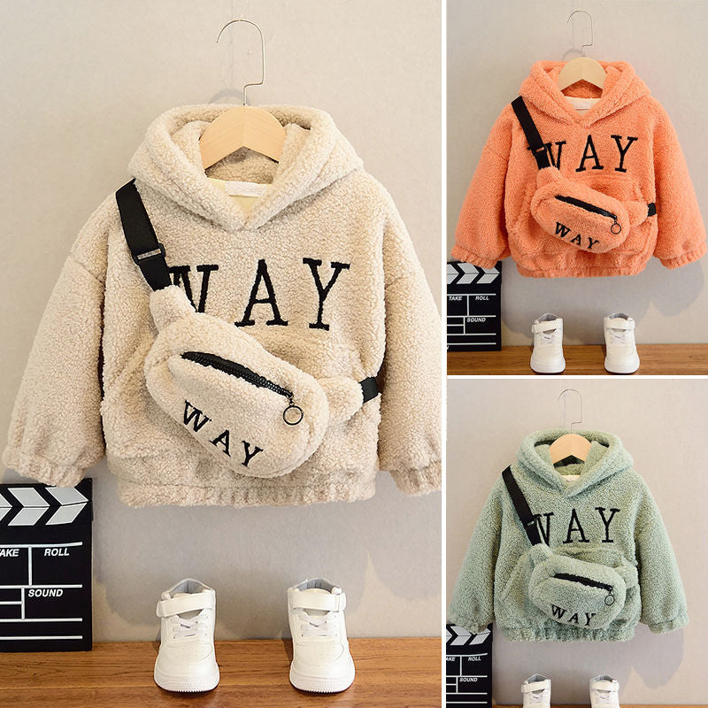 Kids Hooded Fleece Cashmere Jacket With Relaxed Fit