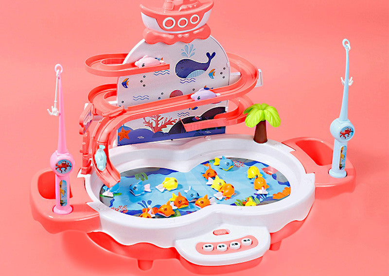 Electric Early Education Music Sand Splashing Table – Interactive Electric Fishing Puzzle Toy (43.5 x 29.5 x 31.5 cm, Color Box Packed)