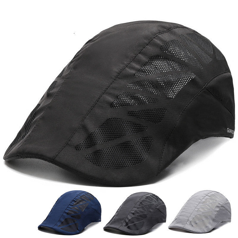 Men's Mesh Beret Hat Summer Breathable Quick-Dry Newsboy Cap
