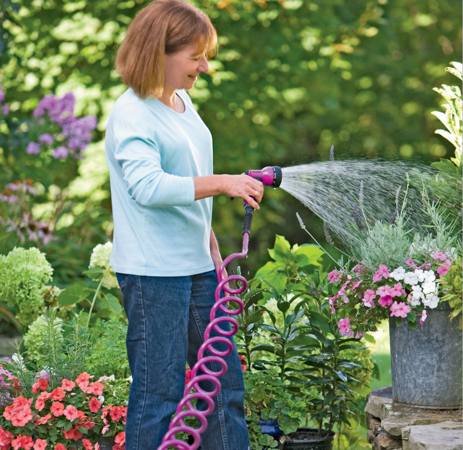 Garden Telescopic Hose with ABS Sprinkler Gun – Plastic Handle, Multiple Length Options for Car Washing & Garden Watering