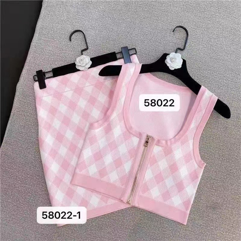 Women's Plaid Camisole Knitted Skirt Fashion