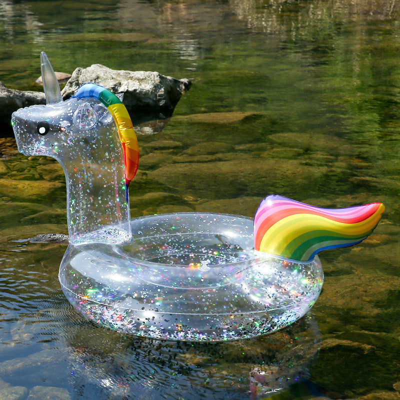 Inflatable Toy Thick Transparent Sequin Swimming Ring