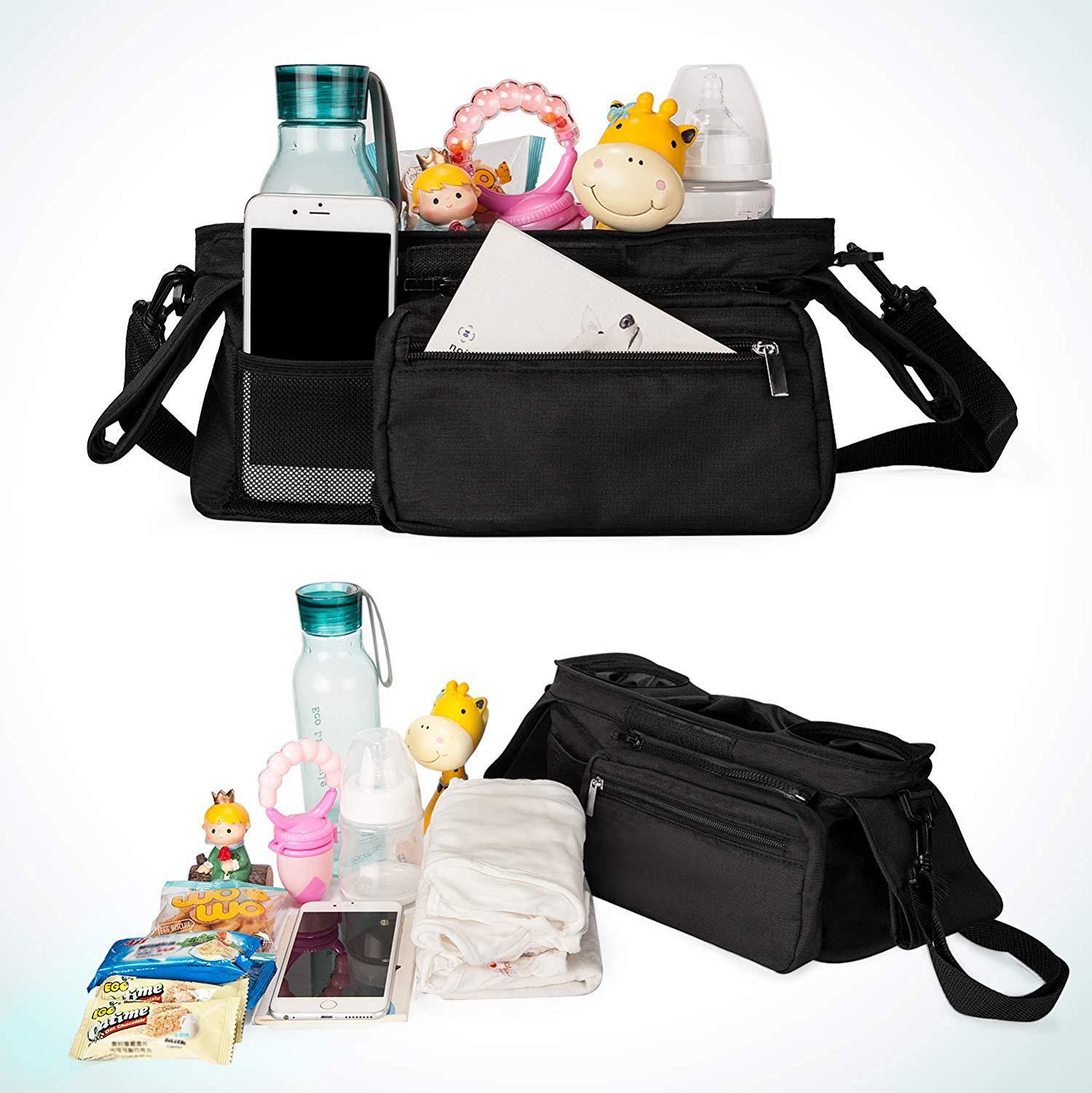 Waterproof Stroller Organizer Bag – Universal, Cup Holders