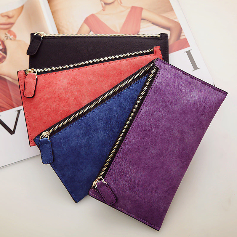 Women's Long PU Leather Slim Wallet Purse Card Holder