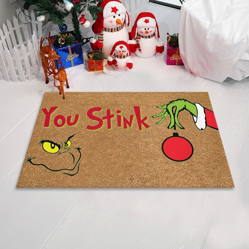 New Cartoon Christmas Letters Doorway Mat Kitchen Water Absorbent Ottoman