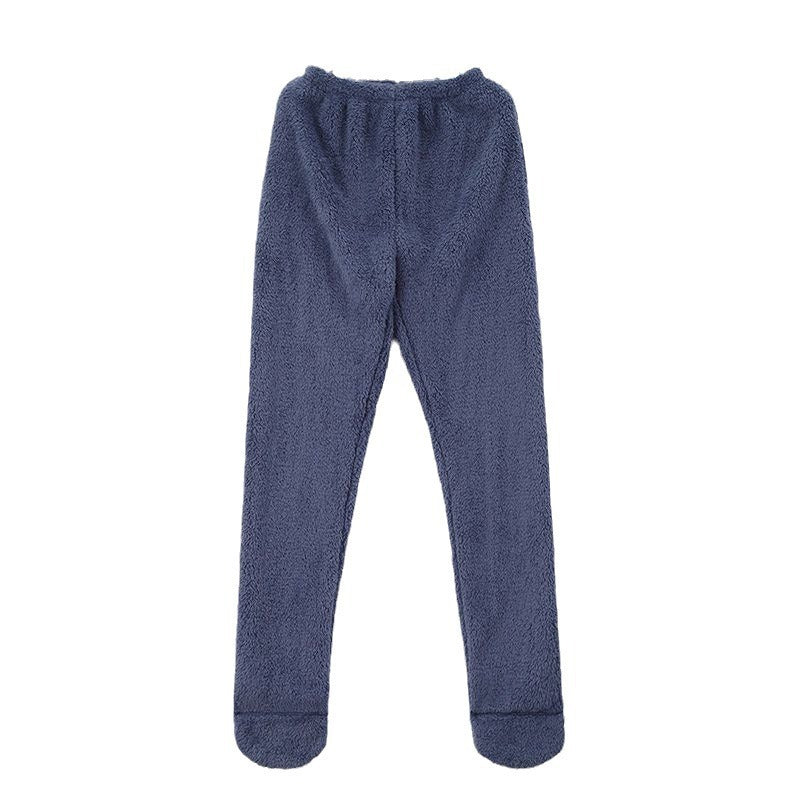 Women’s Winter Coral Fleece Leggings – Warm Pajama Pants with Ankle & Knee Guard for Home