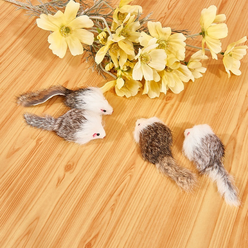 Cat Two-color Leather Rabbit Fur Large Mouse Toy