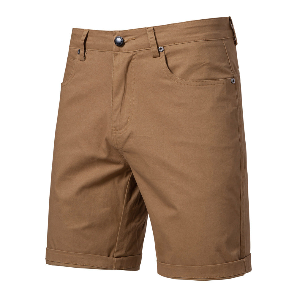 Straight Slim Cropped Pants Plus Size Solid Color Men's Clothing