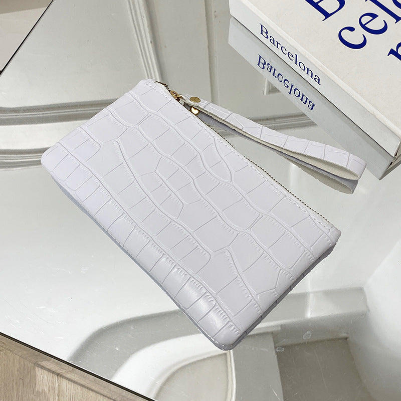 Women's Slim PU Stone Pattern Clutch Horizontal Square