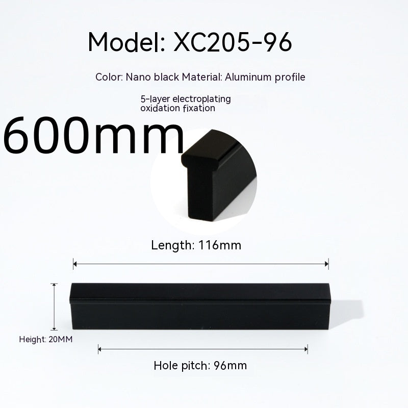 Cabinet Door Black Metal Handle One-word Lengthened
