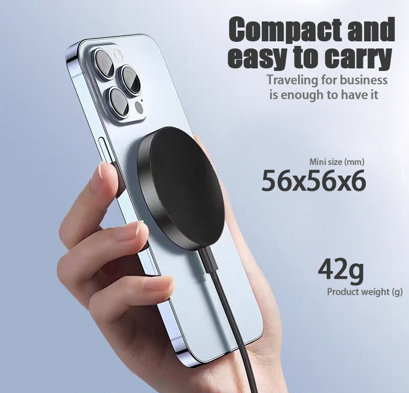 15W Magnetic Wireless Charger – MagSafe-Compatible Qi Fast Charge for iPhone 12–16