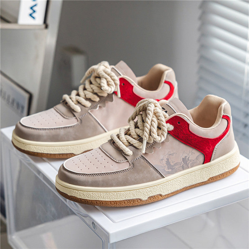 Men’s Lace-Up Casual Sneakers – Thick Sole Fashion Comfortable Breathable Walking Shoes