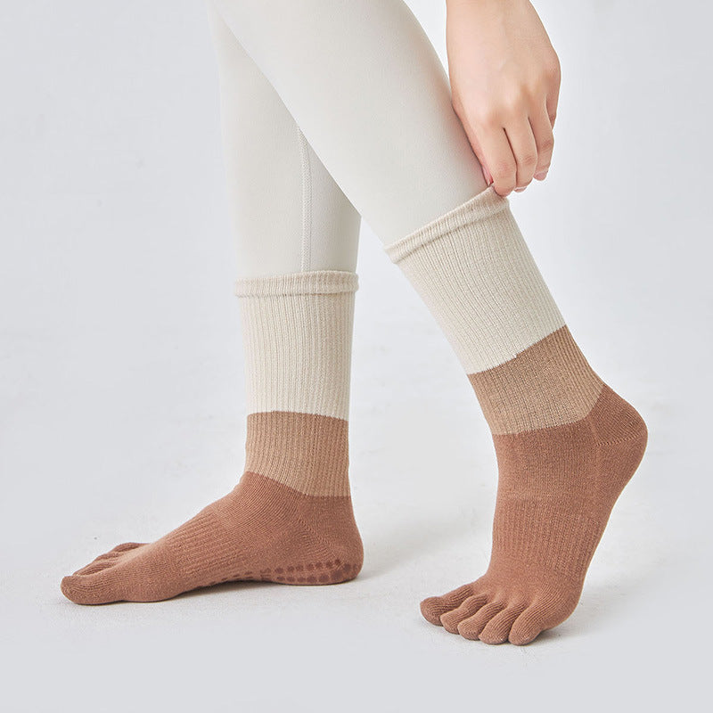 Women’s Non-Slip Yoga Socks High Tube with Rubber Band 3 Colors