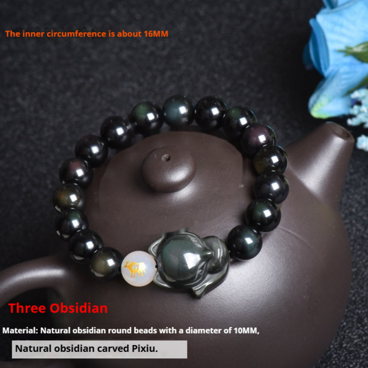 Natural Obsidian Bracelet Zodiac Guardian