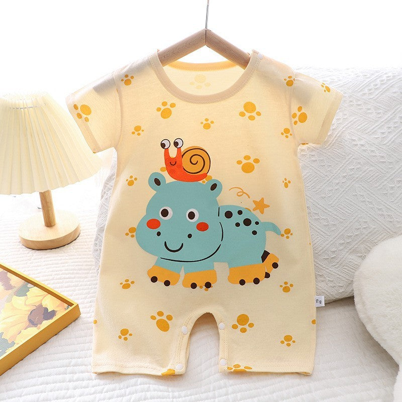 Cotton Summer New Korean Style Baby Boy Thin Women's Short-sleeved Children's Jumpsuit