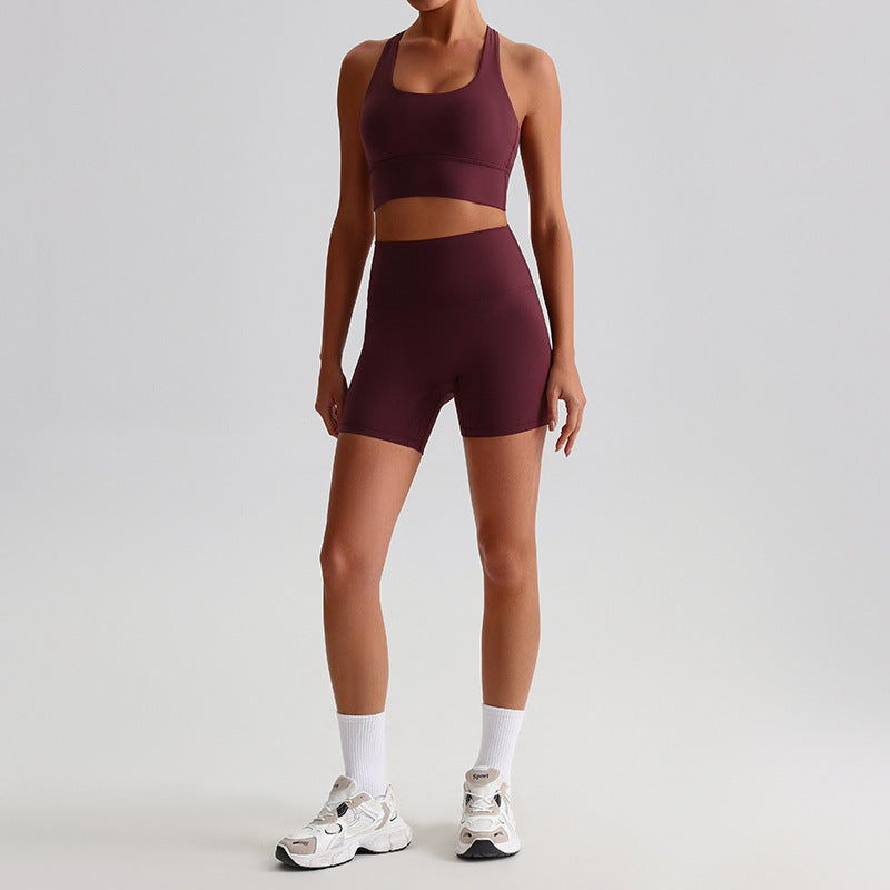 Women’s Sports Bra & High-Waist Biker Shorts 2-Piece Set