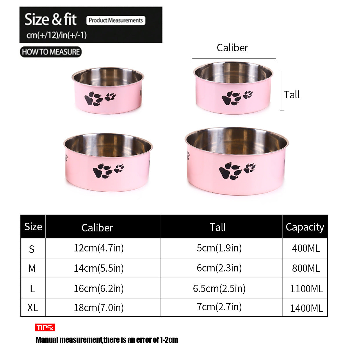 Stainless Steel Dog Bowl Large Capacity Anti-tumble Cat Bowl