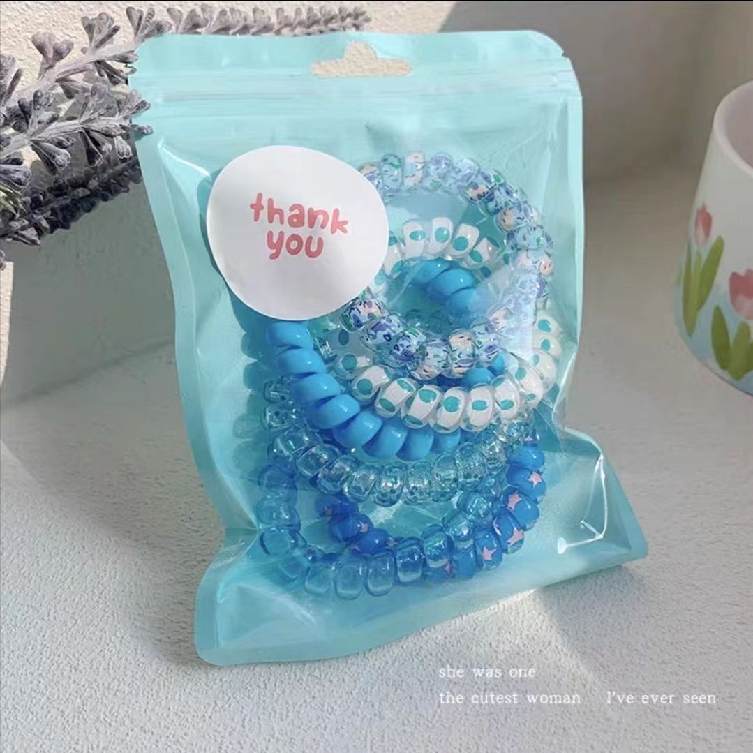 Gradient Color Telephone Line Hair Rope Girls Head Rope Rubber Band Headdress