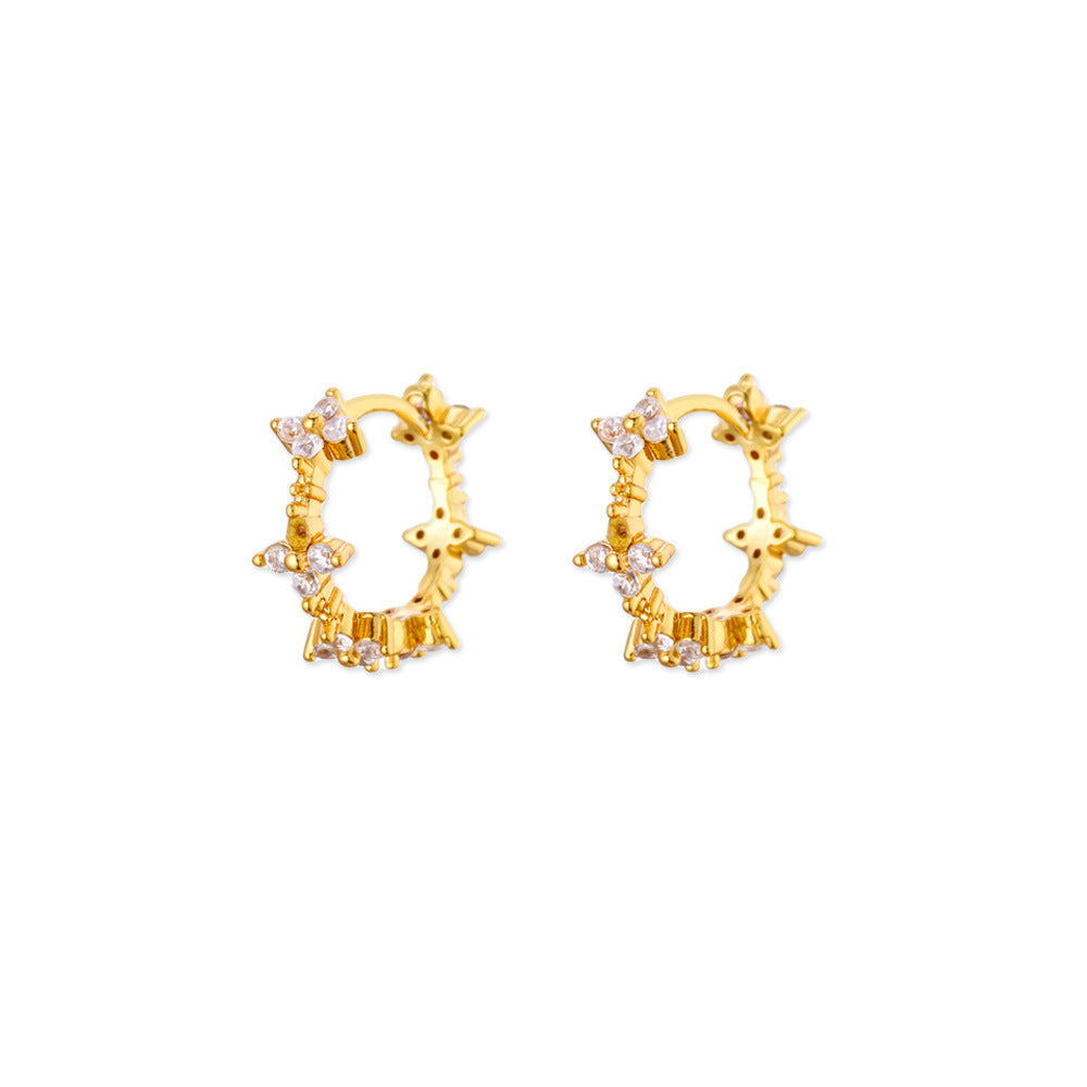 Exquisite Geometric Inlaid Zircon Earrings