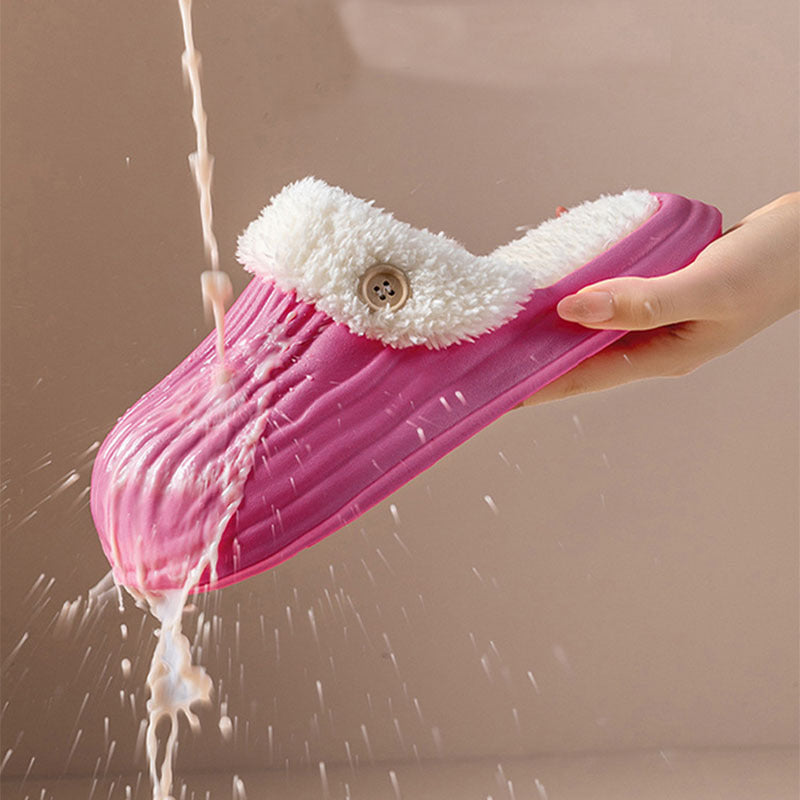 Unisex Detachable Fluffy Slippers With Faux Fur Lining