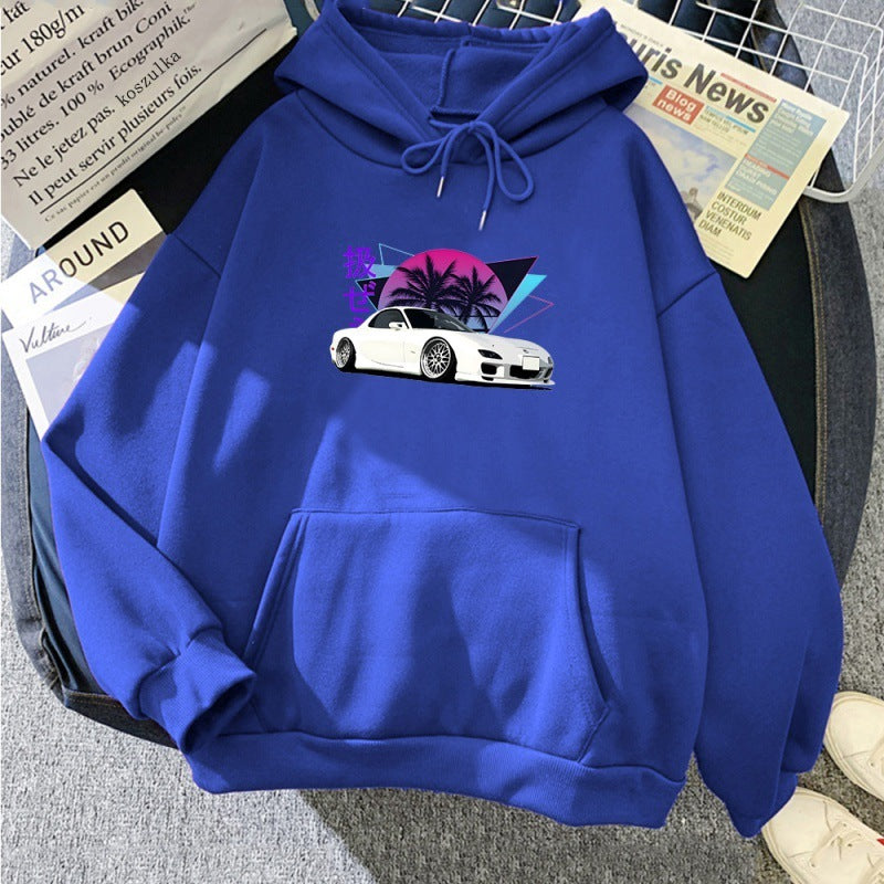 Unisex Mazda RX7 Printed Hooded Sweatshirt Matel Silk