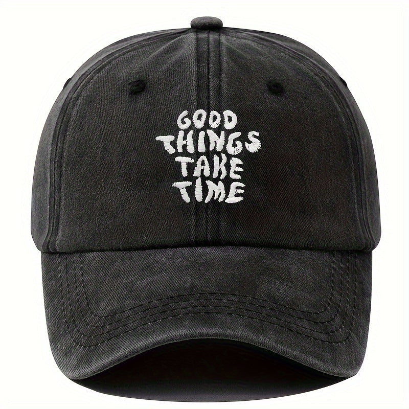 Embroidered Letter Washed-out Vintage Baseball Cap Unisex Adjustable