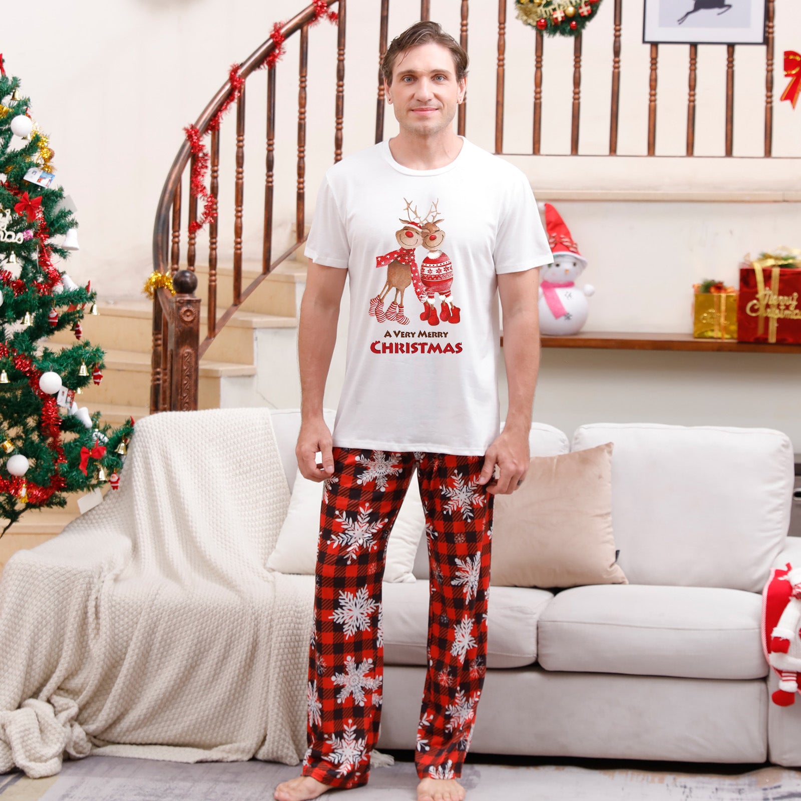 Christmas Parent-Child Plaid Pajama Set – Cozy Printed Homewear